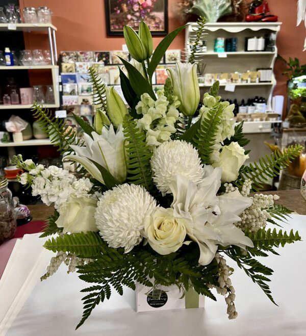 Premium Green & White Box Arrangement